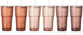 6PCS Venus Ribbed Glass Cups with Lids and Straws, 20oz Vintage Drinking Glasses, Aesthetic Iced Coffee Cups, Glass Tumbler for Boba, Beer, Tea, Cocktails, Brown Ribbed Glassware Set (Venus-6)