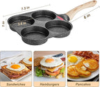 MyLifeUNIT Egg Frying Pan, 4-Cup Egg Pan Nonstick, Fried Egg Pan Skillet for Breakfast, Pancake, Hamburger, Sandwiches, Suitable for Gas Stove & Induction Cookware