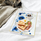 Serving Tray with Handles, 15.7 * 11.8 inches, Plastic Ottoman Tray with Exquisite Paintings, Trays for Coffee Table