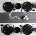 Stone Lain Celina Stoneware 32 Piece Modern Dinnerware Set, Plates and Bowls, Black Matte, Service for 8, Microwave & Dishwasher Safe