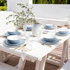 AELS Melamine Dinnerware Set of 18 Pcs, Dinner Dishes Set for Indoor and Outdoor Use, Melamine Plates and Bowls Set for 6, Dishwasher Safe, Lightweight Unbreakable, BPA Free, Blue