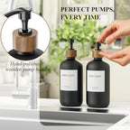 Cisily Dish Soap Dispenser Set 2 Pack 16.9oz Black Glass Bottle, Dish Soap Dispensers, Vintage Hand and Dish Soap Dispensers Set