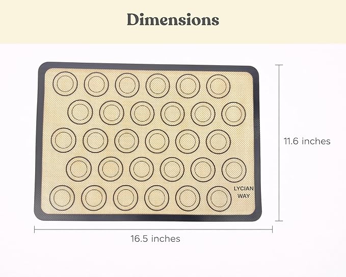 Macaron Silicone Baking Mats Set of 2, Half Sheet Nonstick Reusable Baking Sheet Liners for Macarons, Cookies and Pastry, Gray