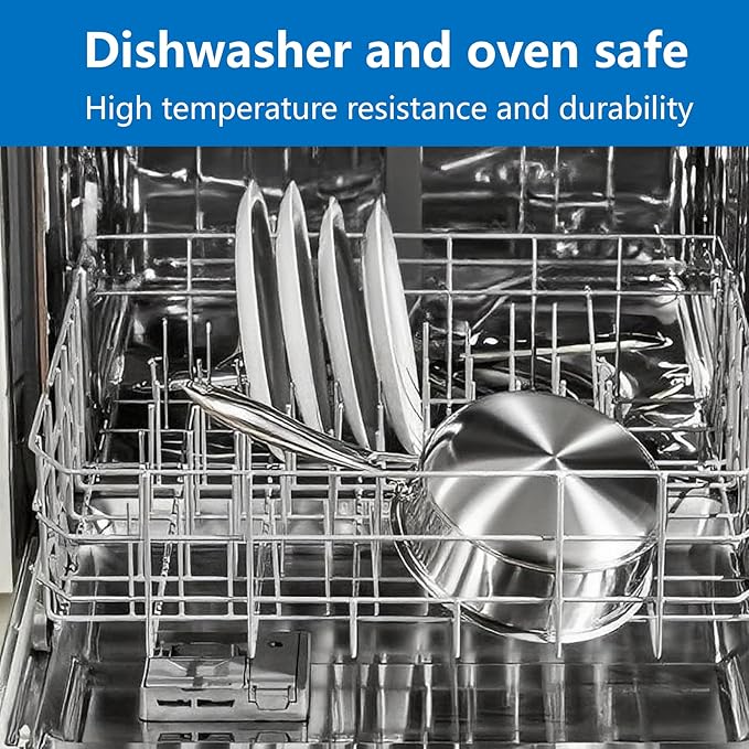 Stainless Steel Cookware Set, 5-ply cookware，8-Piece Pots and Pans Set, 316L Professional Grade, Oven and Broiler Safe to 650°F, Dishwasher Safe, Durable, Induction Compatible, Silver
