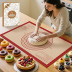 Silicone Baking Mat, Reusable Non-Stick Pastry Mat for Rolling Out Dough, Pizza Crust Pie Baking Mat, Cookies, Cake, Bread, Chocolate, Pastry, Oven Mat