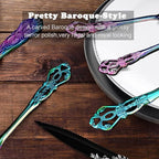 Runfly Retro Royal Rainbow 48 Pieces Flatware Set, Gorgeous Multicolour Silverware Set For 8, Anti-rust Stainless Steel dark Cutlery Set Utensils Including Fork Spoon and Knife