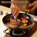 3Pcs Wooden Tongs for Cooking 7" 9" 12" Wooden Salad Tongs Stainless Steel with Hanging Hole and Walnut Wood Tip Wooden Kitchen Tongs, Wooden Tongs for Serving Food BBQ Salad Cooking and Grilling