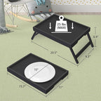 Artmeer Bed Tray Table with Folding Legs,Bamboo Breakfast in Bed for TV Table, Laptop Computer Tray,Eating,Snack Tray(Black)