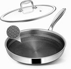 Non Stick Frying Pans, 10-inch with Lid, Hybrid Frying Pans Nonstick Stainless Steel Skillets, Dishwasher & Oven-Safe, Stay-Cool Handle, PFOA Free Cookware, Compatible with All Cooktops