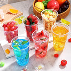 KesaPlan 100 Pcs 20 oz Clear Plastic Cups, Disposable Stemless Wine Glasses, Round Bottom Plastic Cocktails Cups, Crystal Disposable Cold Drinking Cup for Birthday Wedding Meeting Christmas Party