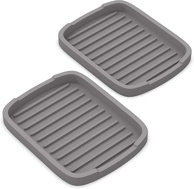ZAPPOWARE Silicone Sponge Holder -soap Tray - 5.9" X 4.33" Set -2pcs (Gray)