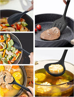 Silicone Kitchen Utensils Set, 5 PCS Heat Resistant Non Stick Cooking Tools, Silicone Spatula/Turner/Serving Spoon/Soup Ladle/Slotted Spoon, for Home and Camping
