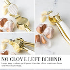 White & Gold Cooking Utensils Set - Luxe 8-Piece Kitchen Gadget Set Includes Can Opener, Tongs and Garlic Press - Stylish White and Gold Kitchen Accessories for Modern Kitchens, Ideal for Gifting