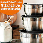 Thickened Stainless Steel Mixing Bowls with Airtight Lids, Umite Chef 26Pcs Stainless Steel Bowls Set, 3 Grater Attachments & Black Non-Slip Bottoms Size 7, 4, 2.5, 2.0,1.5, 1QT for Mixing & Serving