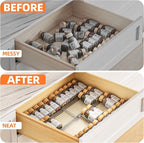MUDEELA Clear Spice Drawer Organizer, 4 Tier- 2 Set (8 Packs) Spice Rack for Drawer, Expandable From 11" to 22" Kitchen Seasoning Organizers and Storage for Drawer (Jars not included)