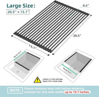 Ohuhu Over The Sink Dish Drying Rack, 20.5" W x 13.1" L Rolling Dish Drainer Foldable Sink Accessories Heat-Resistant Mat Anti-Slip Silicone Coated Dish Racks for Kitchen Counter