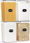 4 Pack Extra Large Airtight Food Storage Containers with Lids (6.5L / 220 oz), BPA Free Plastic Kitchen and Pantry Organization Contianers for Cereal Flour and Sugar Storage, Labels & Marker