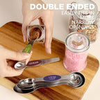 Pack of 8 Stainless Steel Magnetic Measuring Spoons Set, Dual Sided, Stackable, Adjustable Teaspoon and Tablespoon Measure Spoon with Leveler, Kitchen Gadgets