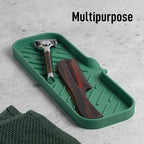 Zulay Kitchen Large Silicone Sponge Holder (12x4) – Flexible Sink Organizer Tray for Kitchen & Bathroom – Multipurpose Soap Dish for Sponges, Makeup, Trinkets & More (Pine Green)