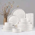 HaWare Dinnerware Sets, 24-Piece Plates and Bowls Set, Stoneware Dish Set for 8, Ceramic Dinnerware for Home Restaurant, Chip and Scratch Resistant, Microwave and Dishwasher Safe, Speckled White