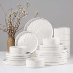HaWare Dinnerware Sets, 24-Piece Plates and Bowls Set, Stoneware Dish Set for 8, Ceramic Dinnerware for Home Restaurant, Chip and Scratch Resistant, Microwave and Dishwasher Safe, Speckled White