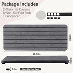 NiuYichee 2 PCS Water Absorbent diatomite Coasters, 10.2" x 4" Water Absorbing Stone Tray for Sink, Stone Drying mat for Kitchen Counter, Stone soap Tray Used for Hand Soaps & toiletries & Plants