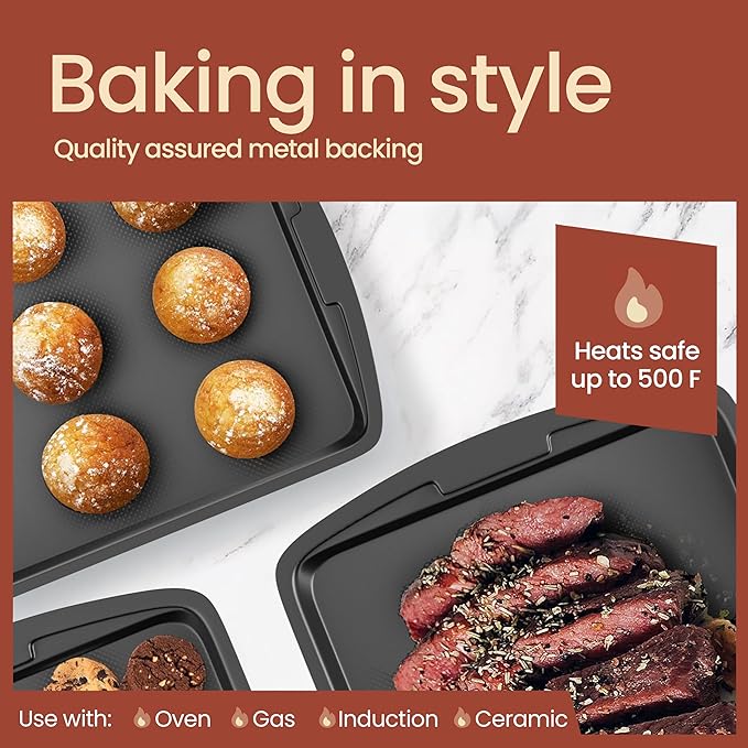 Bakken Swiss - Bakeware Set – 6 Piece – Stackable, Deluxe, Non-Stick Baking Pans for Professional and Home Cooking – Carbon Steel, Gray Coating