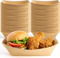 ZORRITA 5 LB Extra Large Paper Food Trays, 100 Pack Disposable Nacho Trays Kraft Paper Food Boats Party Serving Baskets for Sandwiches Burgers Popcorns Snacks