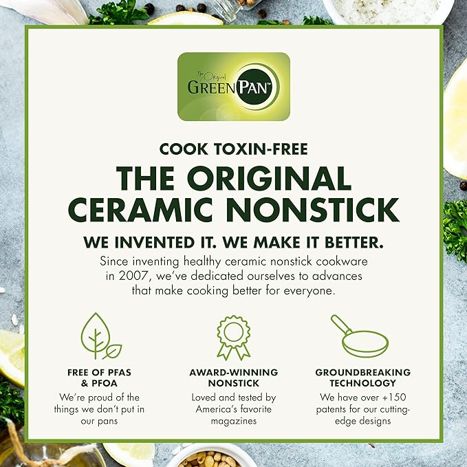 GreenPan Rio Healthy Ceramic Nonstick 8" Frying Pan Skillet and Silicone Spatula Set, Soft Grip Handle, Breaktfast Meal Set, PFAS-Free, Dishwasher Safe, Oven Safe, Turquoise