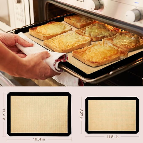3-Pack Non-Stick Silicone Baking Mat, Food Safe Silicone Mats for Baking Cookies and Macarons - Silicone Baking Sheet(Black)