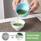 Matcha Whisk Set, 5 Pcs Ceramic Matcha Set, Matcha Kit Set Includes Matcha Bowl, Matcha Whisk and Holder, Bamboo Scoop and Sifter, Matcha Tea Set, Ideal Gift for Family/Friend (Blue)