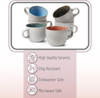 BTaT- Porcelain Coffee Mugs Set, 14 oz (415 ml), 6 Pack, Ceramic Coffee Mugs, Matte White Outside and Colorful Inside, Restaurant Cups for Tea, Cappuccino, Cocoa, Cereal, Mug Gift Set, Dishwasher Safe