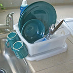 Camco RV Mini Dish Drainer & Tray - Features a Sloped Drain Tray Design, Heavy-Duty Construction - Ideal for Small Spaces, Apartments, Boats, and More -9.5" L x 11.7" W x 4.75" H - White (43511)