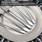 Hammered Silverware Set, PUREAIN 30 Pieces Silverware Set for 6, Stainless Steel Flatware Set for Home, Kitchen, Restaurant and Hotel, Mirror Polished Cutlery Set, Dishwasher Safe