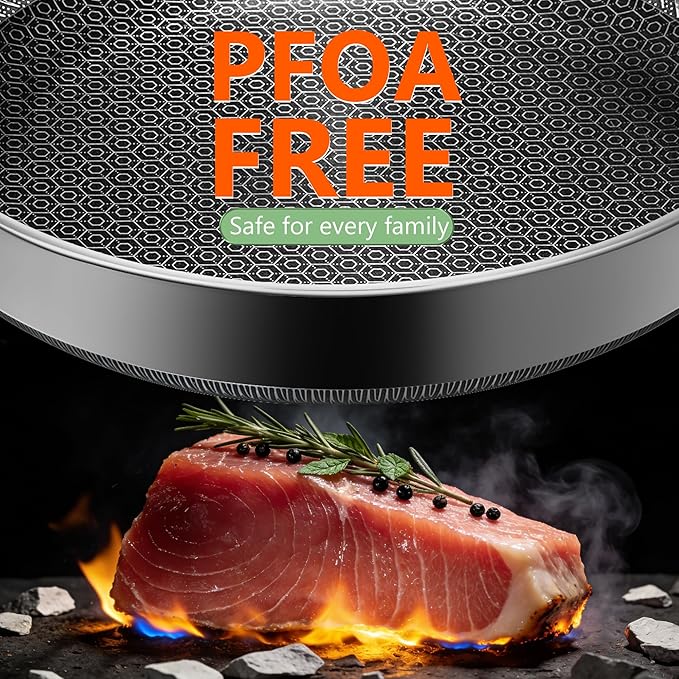 Non Stick Frying Pans, 8-inch Hybrid Frying Pans Nonstick Stainless Steel Skillets, Dishwasher & Oven-Safe, Stay-Cool Handle, PFOA Free Cookware, Compatible with All Cooktops
