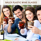 KesaPlan 100 Pcs 12 oz Black Clear Plastic Cups, Disposable Stemless Wine Glasses for Halloween Graduation Party, Round Bottom Plastic Cocktails Cups, Disposable Cold Drinks Cup for Birthday Wedding