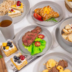 EI 24pcs Grey Wheat Straw Dinnerware Set of 6,Reuasble Unbreakable Dinner Plates,Wheat Plates and Bowls Sets for Camping,Picninc,Family Dinner
