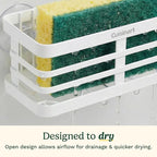 Cuisinart Sponge Holder for Kitchen Sink—Metal Sink Caddy with Triple Suction Cups, Kitchen Sink Organizer, Organization and Storage for Sponges, Brushes, Soap & Cleaning Accessories