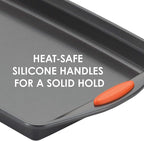 Rachael Ray Yum-o! Bakeware Oven Lovin' Nonstick Loaf Pan, 9-Inch by 5-Inch Steel Pan, Gray with Orange Handles (Pack of 6)
