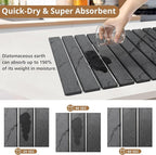 2 PCS Large Stone Dish Drying Mat for Kitchen Counter, Marbled Quick Dry Stone Dish Mats, Diatomaceous Earth Drying Pad, Foldable and Super Absorbent Dish Drying Stone Mat (Dark Gray 24"×16" & 8"×4")