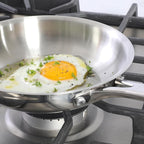 Sur La Table Kitchen Essentials Chef's Deck 8-Inch Stainless Steel Frying Pan – Induction Ready Skillet with Tri-Ply Base, Polished Finish & Hollow Stay-Cool Handle