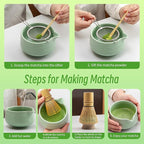 TEANAGOO Matcha Whisk Set Green,7 Pcs Matcha Set,Matcha Starter Kit for Ceremony,Matcha Tea Set for Making Breakfast/Latte,Green Matcha Bowl(Chawan) whith Spout and Whisk,Gift for Friend/Family