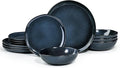 HaWare Plates and Bowls Set, Stoneware Dinnerware Sets, 12-Piece Hand-painted Dishware for 4, Ceramic Dinner Set for Home Kitchen, Microwave and Dishwasher Safe, Reactive Starry Blue