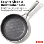 OXO Hybrid 8” Nonstick Stainless Steel Frying Pan, Durable PFAS-Free Ceramic Skillet, Stay-Cool Handle, Induction & All Cooktop Compatible, Dishwasher Safe, Mirror Polished Tri-Ply