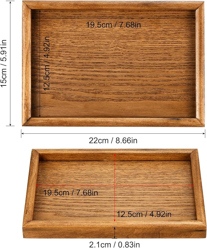 PATIKIL Wood Serving Tray 9x6 Inch Outer Base, Rectangular Decorative Platter for Home Decor Kitchen Table Candle Holder, Brown