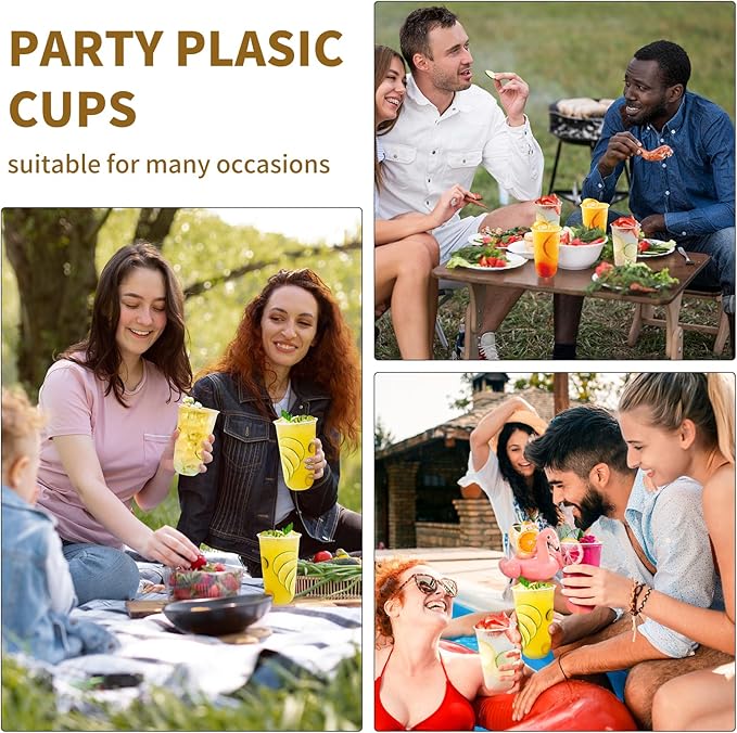 KesaPlan 100 Pcs 20 oz Clear Plastic Cups, Disposable Stemless Wine Glasses, Round Bottom Plastic Cocktails Cups, Crystal Disposable Cold Drinking Cup for Birthday Wedding Meeting Christmas Party