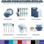 COOK WITH COLOR Silicone Cooking Utensils, Kitchen Utensil Set, Easy to Clean Silicone Kitchen Utensils, Cooking Utensils for Nonstick Cookware, Kitchen Gadgets Set, 38 Piece, Blue and White