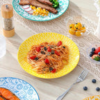 vancasso Ceramic Dinner Plates Set of 6, Large Vintage Plates 10.25 Inch Set of 6 for Kitchen, Porcelain Colorful Plates for Kitchen, Microwave Oven Dishwasher Safe, Vintage Gift, Pastel