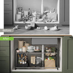 NETEL Under Sink Organizers and Storage,Kitchen Cabinet Organizer,2 Tier Under Sink Expandable Shelves，Bathroom Cabinet Organizer with Pull Out Drawers,(30.9-31.64)" W x 14.69" D x 15.83" H,Black