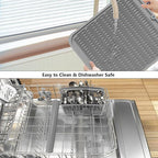 ZLR 2 Pcs Large Silicone Dish Drying Mat (16" x 18") - XL Heavy Duty Drainboard Mat for Pots, Pans & Family Loads - Heat Resistant Trivet & Counter Protector, Easy Clean (Dark Gray)